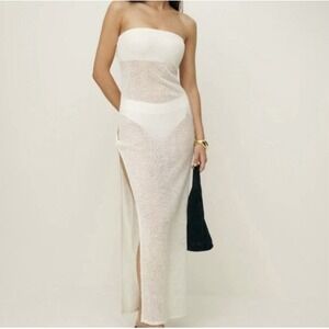 NWT Reformation Jasmine Knit Dress Sz 8 Sheer Coverup Feminine Festival $178